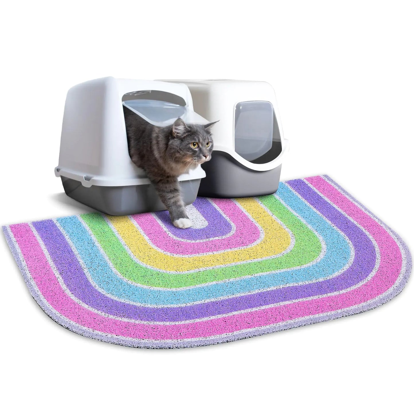 Unicorn Catcher Cat Litter Mat Quality Litter Box Mat Large Non-Slip Cat Litter Mat Litter Trapping Mat Soft Kitty Litter Mat Compatible Two Litter Boxes Cat Products Easy to CleanPinkL