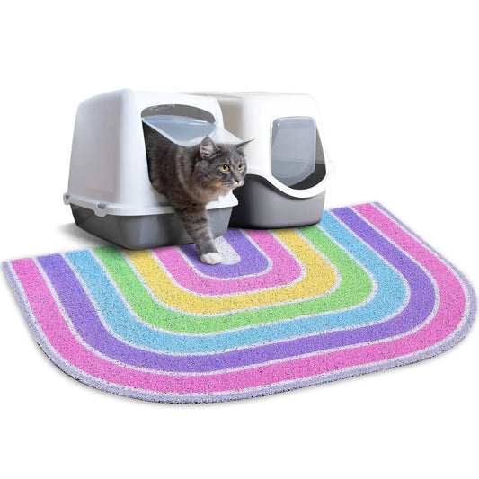 Unicorn Catcher Cat Litter Mat Quality Litter Box Mat Large Non-Slip Cat Litter Mat Litter Trapping Mat Soft Kitty Litter Mat Compatible Two Litter Boxes Cat Products Easy to CleanPinkL